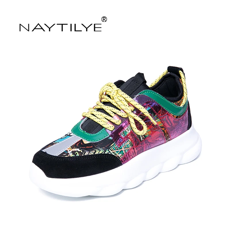 

NAYTILYE 2019 New Women's Shoes Casual Lace-Up Round Toe Platform Fashion Spring/Autumn woman shoes 35-40 Free shipping