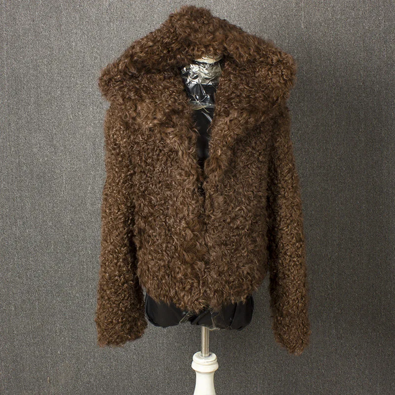 Короткое пальто из меха ягненка, натуральный мех, пальто из натурального меха для женщин, зимнее пальто для женщин