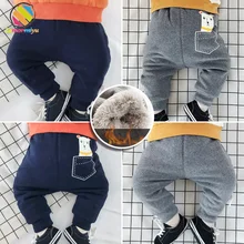 Lemonmiyu/Повседневные зимние штаны для малышей; повседневные штаны-шаровары для новорожденных; эластичные брюки; Плюшевые плотные детские штаны с героями мультфильмов для мальчиков и девочек