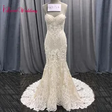 Nova moda sereia apliques 2021 vestido de casamento longo trem beading vestido de noiva robe de mariee laço sem mangas vestido de casamento