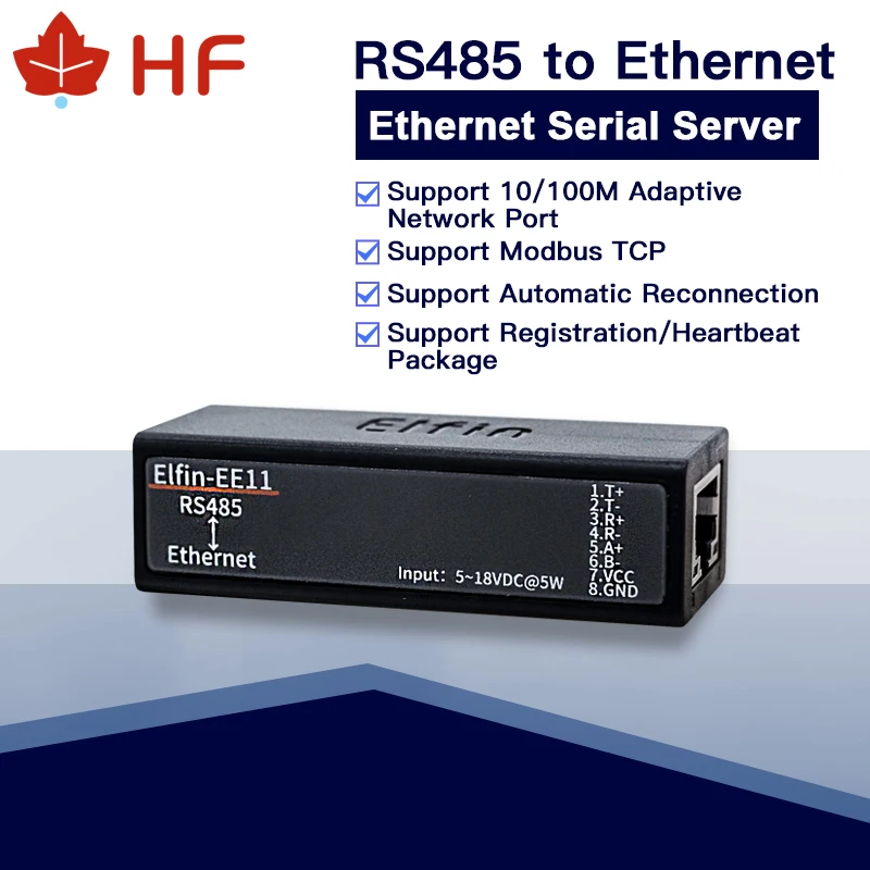 

HF Smallest Elfin-EE11 Serial Port Device Connect to Network Modbus TPC IP Function RJ45 RS485to Ethernet Serial Server