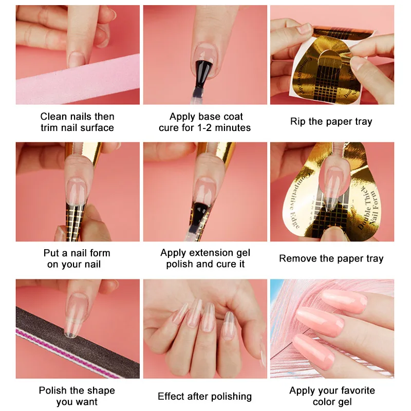 MIZHSE, 10 мл, гель для наращивания, прозрачный, розовый, телесный, Набор насадок для ногтей, набор, УФ-гель для дизайна ногтей, полигель, желе, акриловый лак для ногтей