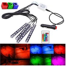 Duu Атмосфера лампы стайлинга автомобилей LED 4 шт. RGB прокладки Цвета красочные салона Декоративные с удаленным Управление
