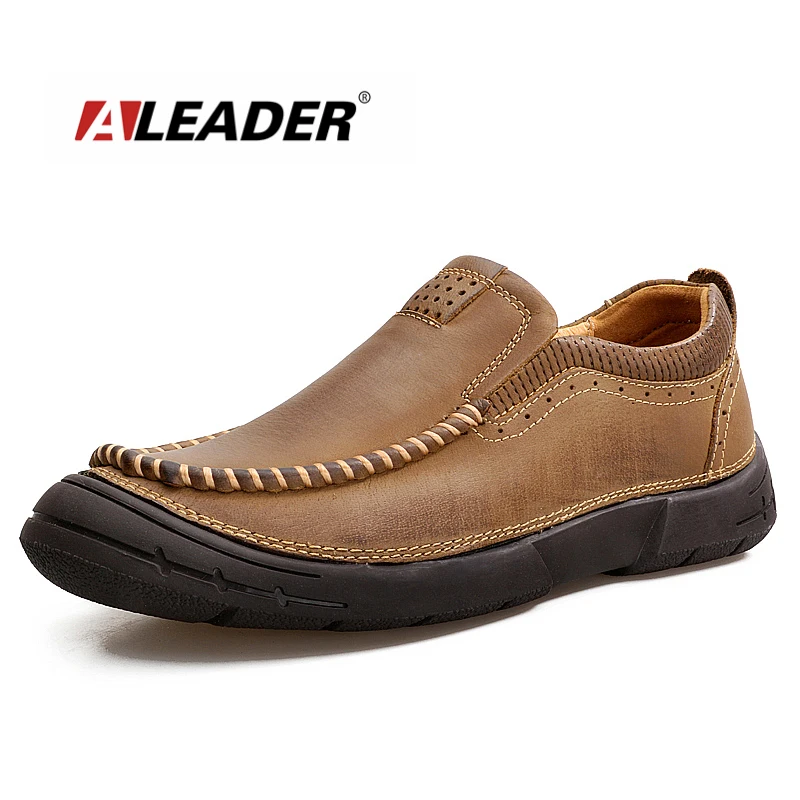 

Aleader Quality Cow Leather Men Shoes Autumn Classic Oxfords Men Slip On Comfortable Loafers Casual Tooling Shoes Male Sapatos