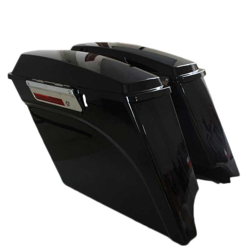 

5" Vivid Black Stretched Extended Hard Saddlebags For Harley Touring FLHT 93-13