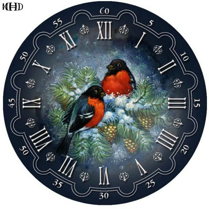 

MHD diamond painting bird clock icon full 3D diamond embroidery diamond unfinished diamond embroidery home decoration