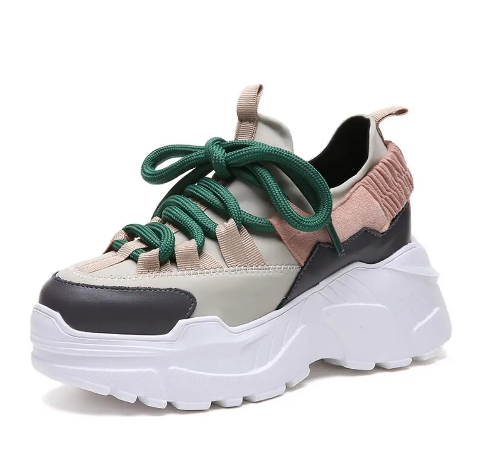 

New Spring Fall Platform Sneakers Women Height 7 cm Chunky Shoes Woman Ladies Shoes chaussure femme basket tenis feminino sapato