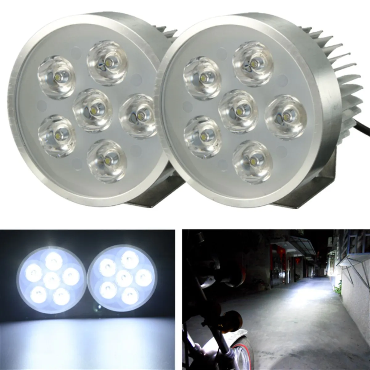 Prix pour 2 pcs Argent Moto Vélo 18 W 6 LED Phare Brouillard Spot Conduite Lumière Lampe 12-80 V Pour Honda/Suzuki Prix pour 2 pcs Argent Moto Vélo 18 W 6 LED Phare Brouillard Spot Conduite Lumière Lampe 12-80 V Pour Honda/Suzuki
