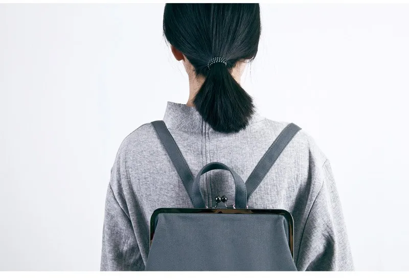 YIZISTORE свежая вышивка холст рюкзаки с металлической рамкой застежка для девочек-подростков(FUN KIK