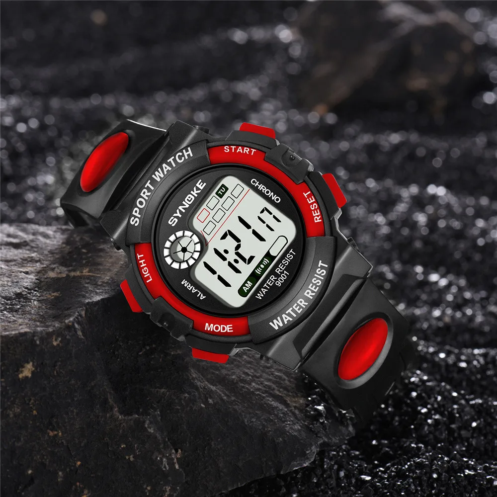 Montre Homme SYNOKE многофункциональные водонепроницаемые часы 30 м светодиодные