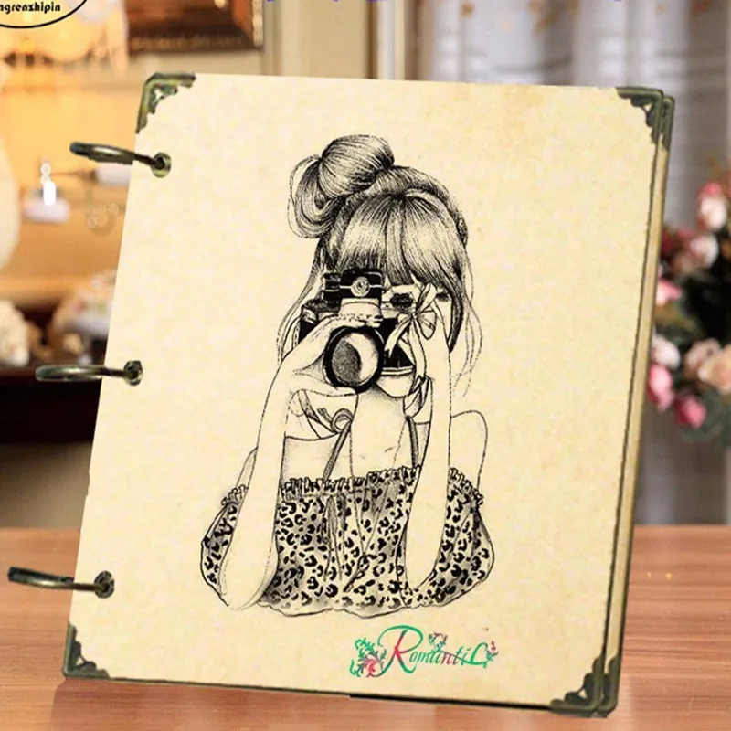 

NEW 8 Inch Retro DIY Scrapbook Photo Album Weeding Travel Baby Album Craft Handmade Craft Paper Wedding Memory Photo Album