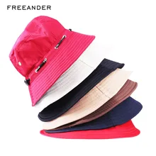 Freeander хлопок Равнине Ведро Шапки двойной Слои ткани солнцезащитный крем Лето красные, черные твердые складной Шапки Для мужчин Для женщин классические шапки