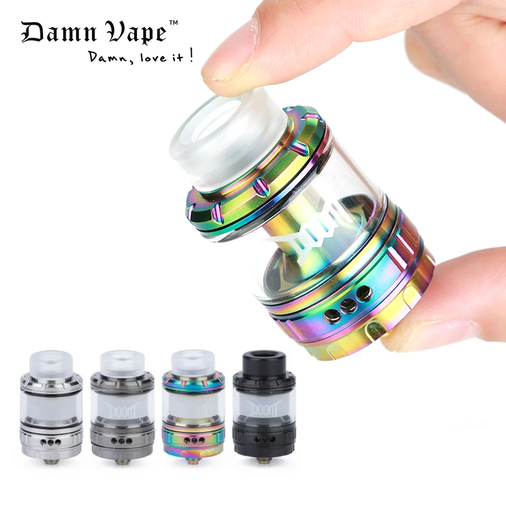 

Original Damnvape Doom RTA Atomizer 4ml Capacity E-cig Tank 3D Liquid Flow System Vape Atomizer with 0.11ohm/0.13ohm Mesh Coils