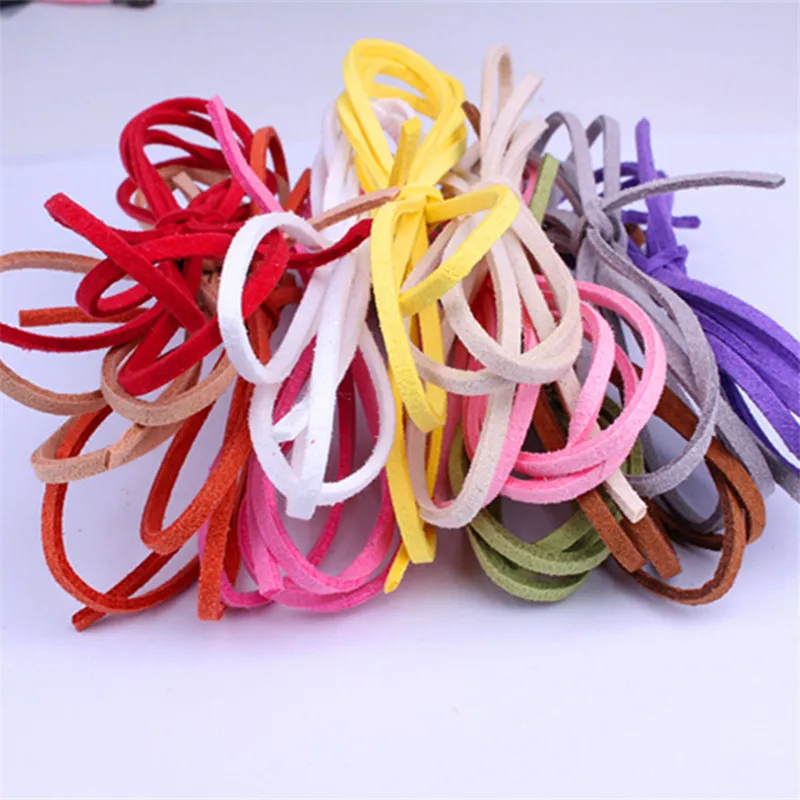 

10Pcs/Lot Artificial Faux Imitation Suede Flat Rope DIY Handmade Child Hair band Cord Bracelet Beaded Braided Thread Making C48