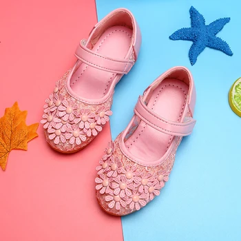 

Fashion Shoes Kids Summer Girl Cute Dress Shoes Flowers Bling Crystal Hollow Lace Princess Shoes Toddler Children Outdoors D30