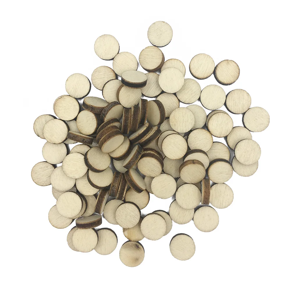 100 шт 10 мм 0,39 дюймов Натуральные круглые необработанные деревянные ломтики круги бревна диски DIY ремесла Свадебная вечеринка живопись