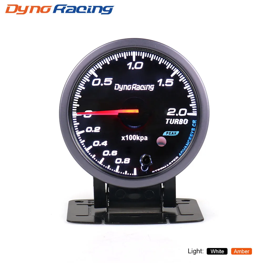 Dynoracing 60 мм черный лицо Калибр turbo boost Янтарный/белой подсветкой 0 200 КПА с пиком