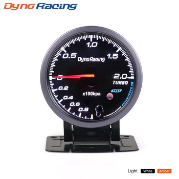 

Dynoracing 60MM Black Face turbo boost gauge Amber/White backlight 0-200 KPA with peak Function Car meter BX101478