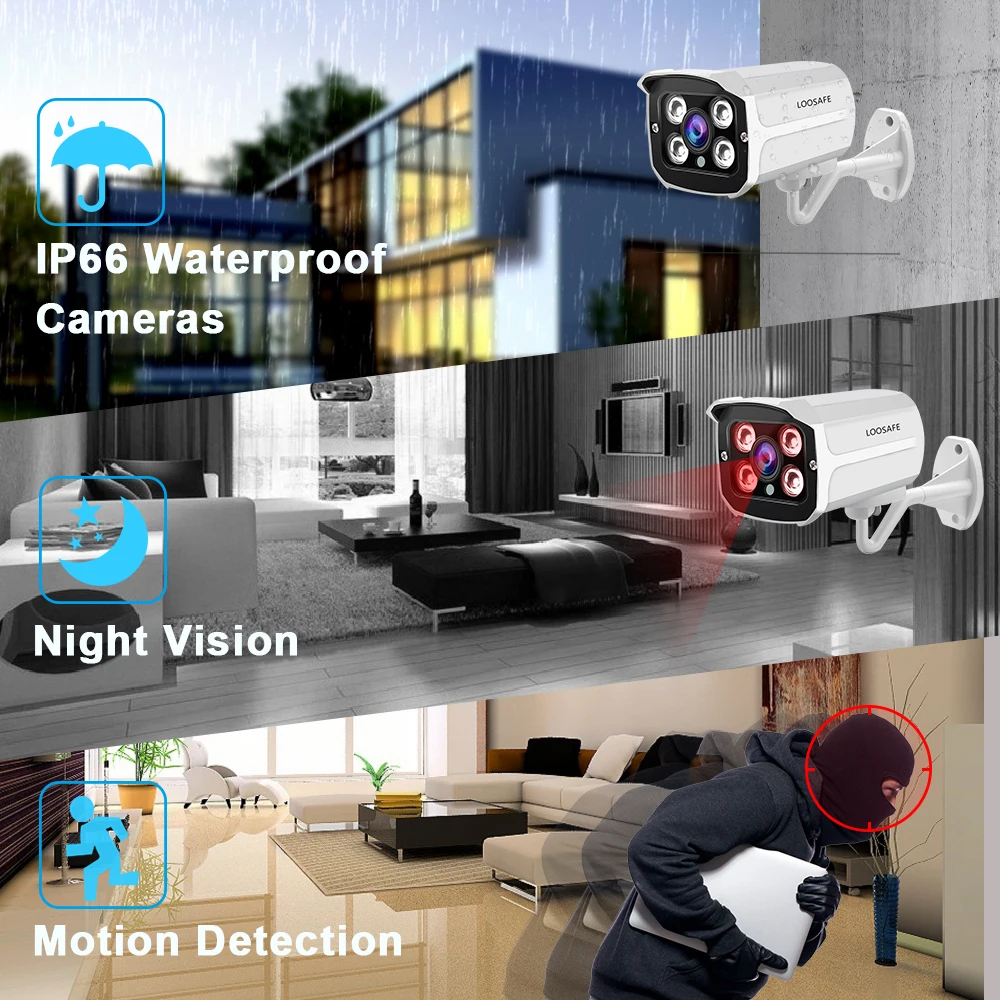 LOOSAFE комплект наружных камер видеонаблюдения система HD CCTV DVR 16 шт. 5 0 МП IR