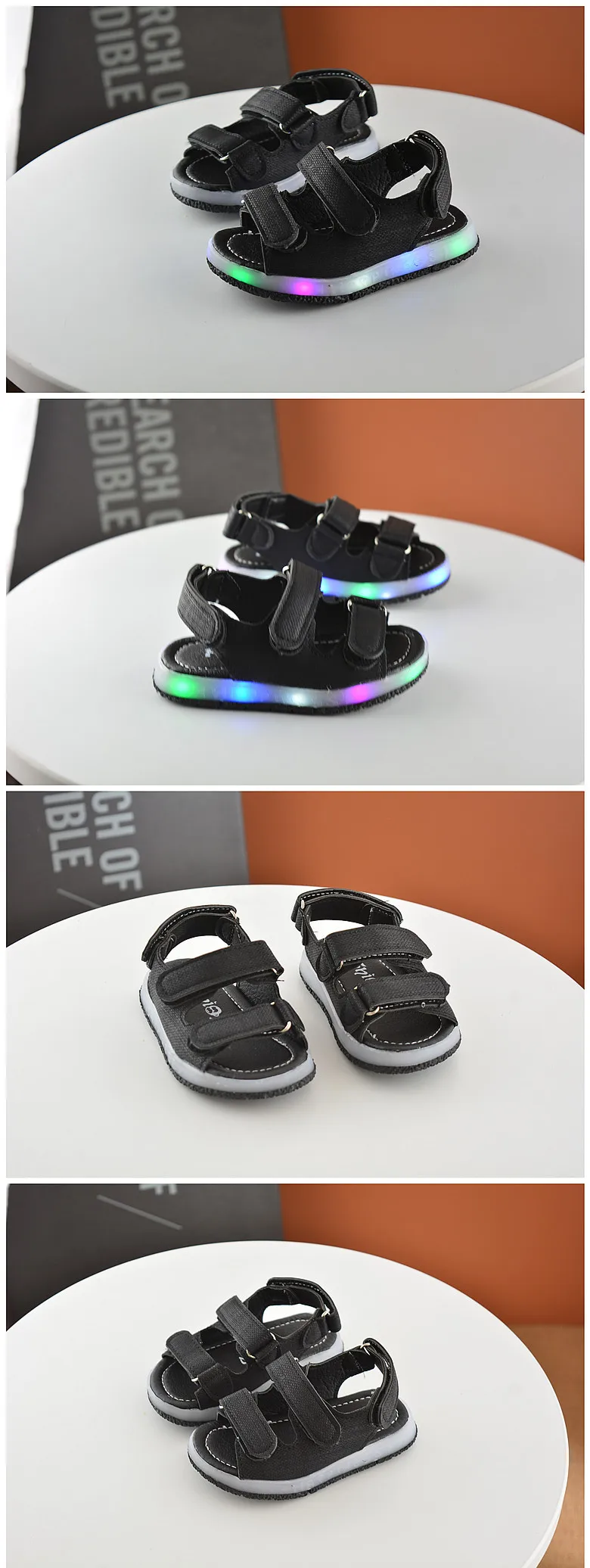 Летние детские сандалии boys'светоизлучающие сандалии для девочек Babies'shoes, пляжная обувь, светодиодная обувь