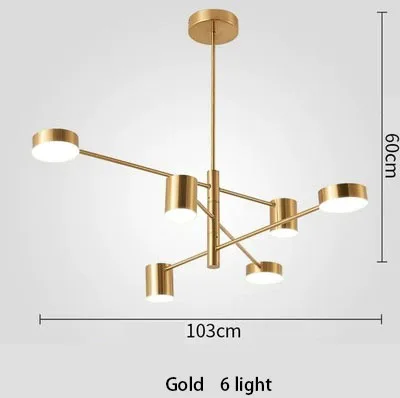 Gold 6 Light Nordic гостиная лампы простой пост современный моделирование освещение Ресторан спальня творческая личность вращения Лофт 8L - Цвет абажура: Gold 6 Light