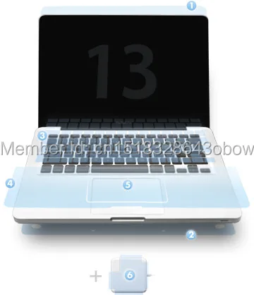 6 в 1 полное тело невидимая Кожа Наклейка Обложка протектор для Macbook Air Pro 1" retina 11" 1" 13" Военная пленка