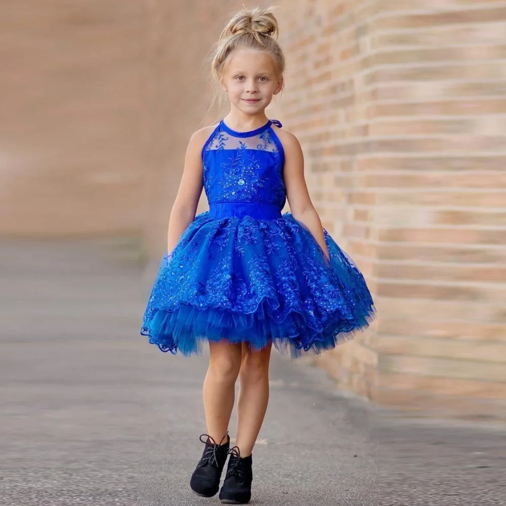 girls blue lace dress