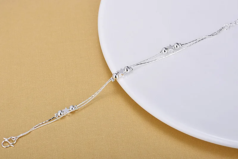 Everoyal Модные женские браслеты со звездами для Для женщин изделия шарма двухслойная цепочка серебро 925 браслеты для дня рождения для девочек