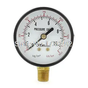 

Horizontal Mount 1/4 PT Male Thread Water Air Pressure Gauge 10kg/cm2