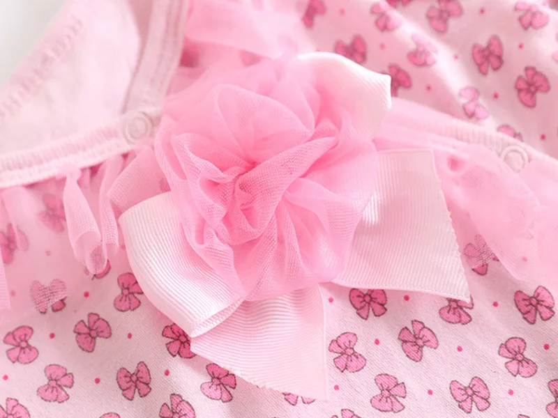 Princess Newborn Baby Girl Clothes Printing Bow Lace Jumpsuit & Headband Cute Infant Girls Footies Onesie Clothing