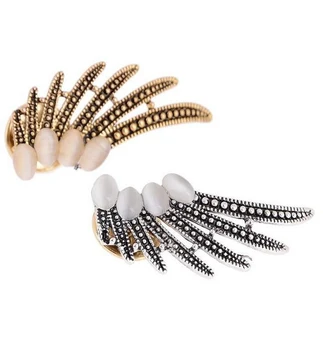 

Unisex Fashion 2 Colors Opal Wing Feather Shirt Brooch Pin Men Women Collar Button Stud Brooches Jewelry Lots 12 Pairs