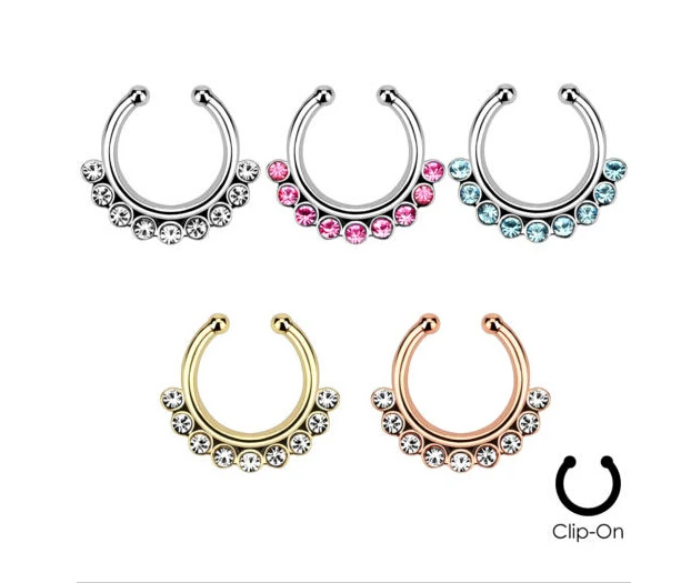 

2015 Rushed Belly Button Rings U Shape Nose Rings Fake Navel Piercing Septum Ring Body Jewellery Clip Pircing Lip Nariz 12 Pcs