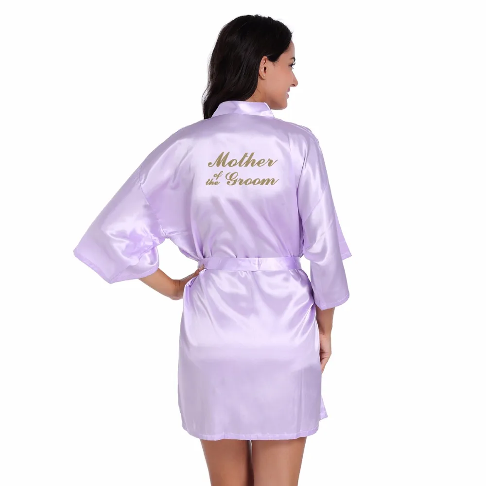 Light Purple Mother of the Groom Letter Golden Kimono Robes Faux Silk Women Bachelorette Wedding Light Purple Mother of the Groom Letter Golden Kimono Robes Faux Silk Women Bachelorette Wedding