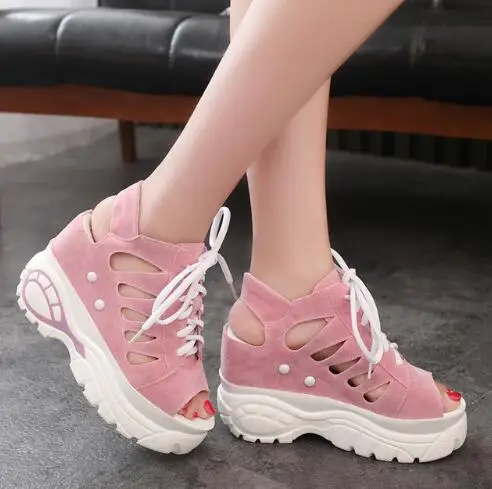 

Summer Lace Up Casual Shoes New Fashion Women Breathable Black Pink Shoes Woman Sneaker Size