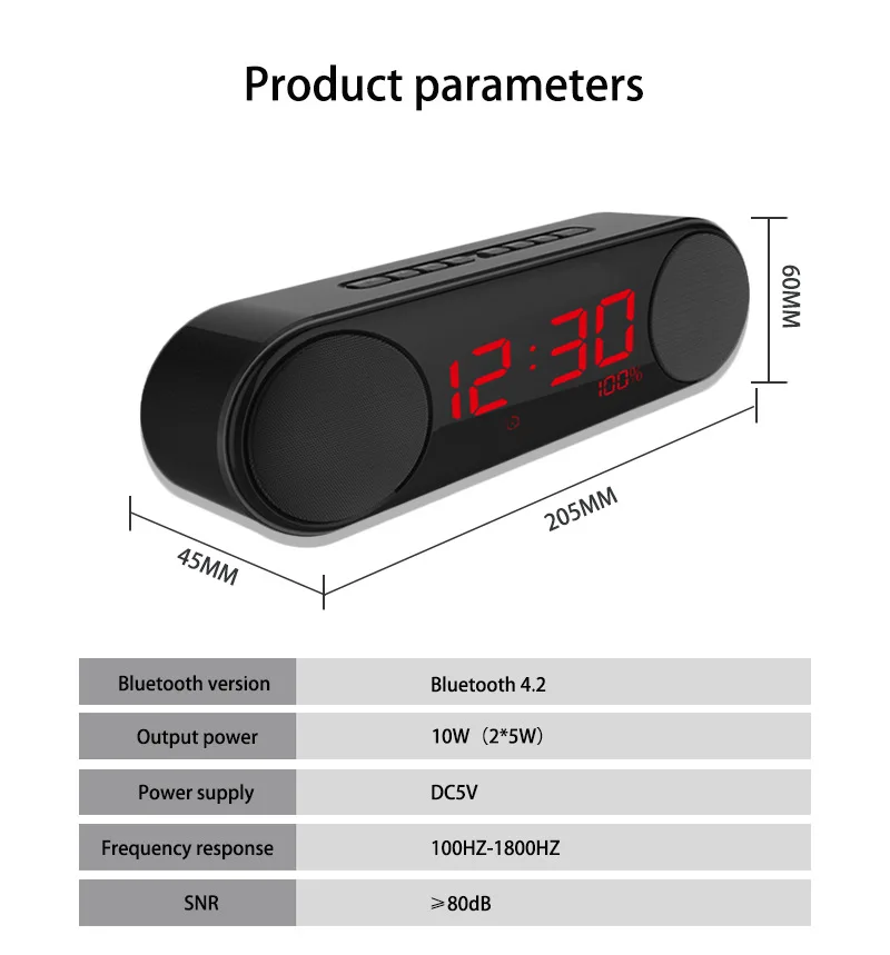 HIFI портативный динамик s беспроводной Bluetooth динамик часы стерео Саундбар TF FM сабвуфер Колонка caixa де сом с микрофоном Handfree