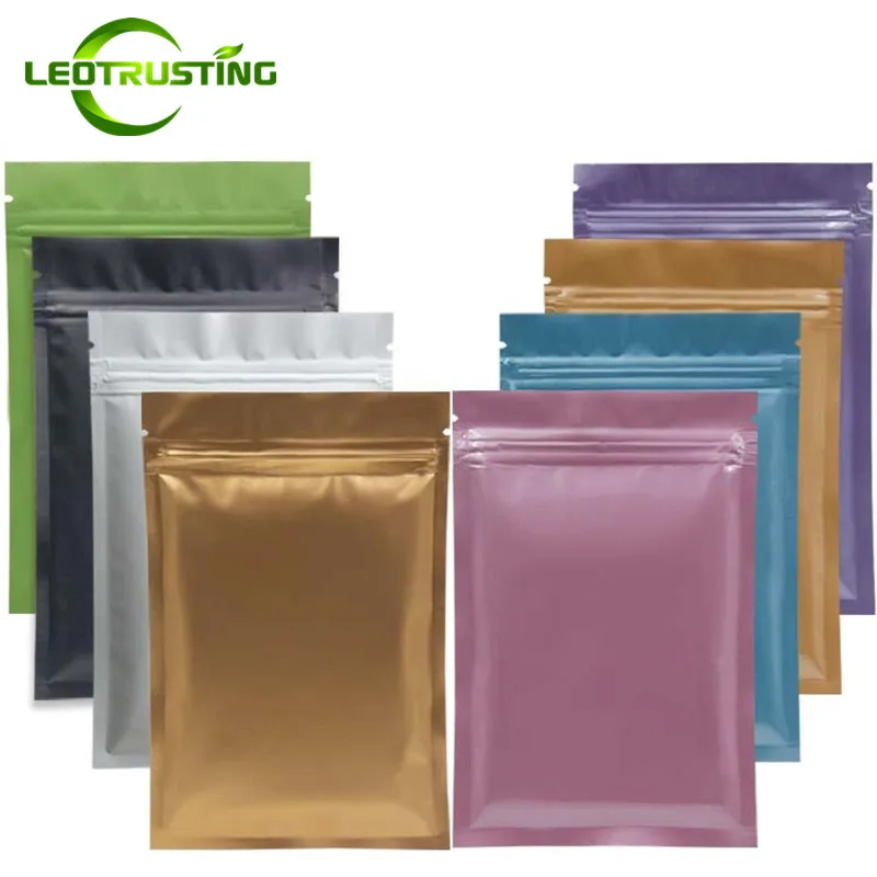 

Leotrusting 100pcs/lot Small Colored Aluminum Foil Ziplock Bag Flat Bottom Metallic Zipper Bag Powder Sugar Gift Packaging Bags
