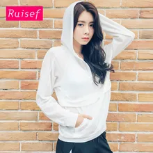 Спортивные топы Фитнес Для женщин тренажерный зал Топ для занятий йогой Фитнес футболка Femme сетки с капюшоном с длинным рукавом Спортивные футболки Для женщин футболки спортивная