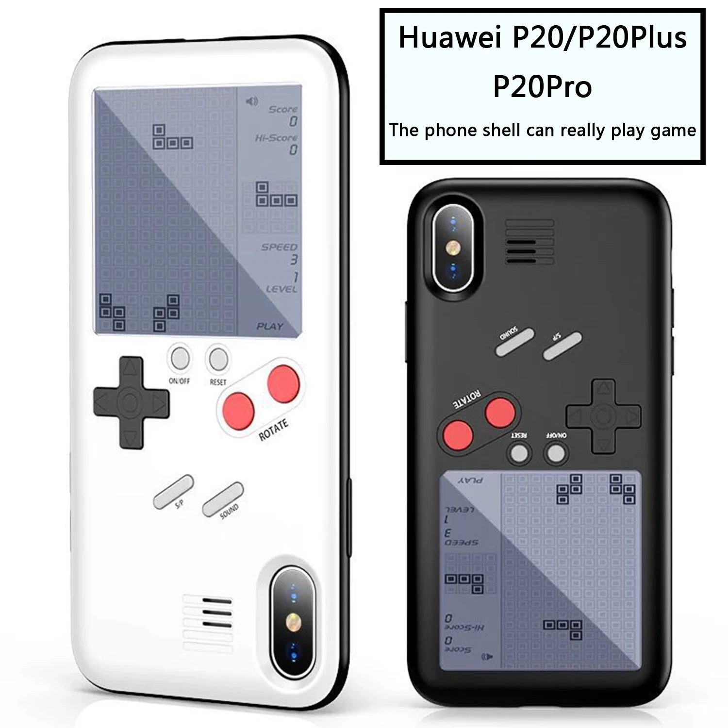 

Perciron Retro GB Gameboy Tetris Phone Cases for Huawei P20/P20Plus Soft silicone Can Play Blokus Game Console Cover For P20pro