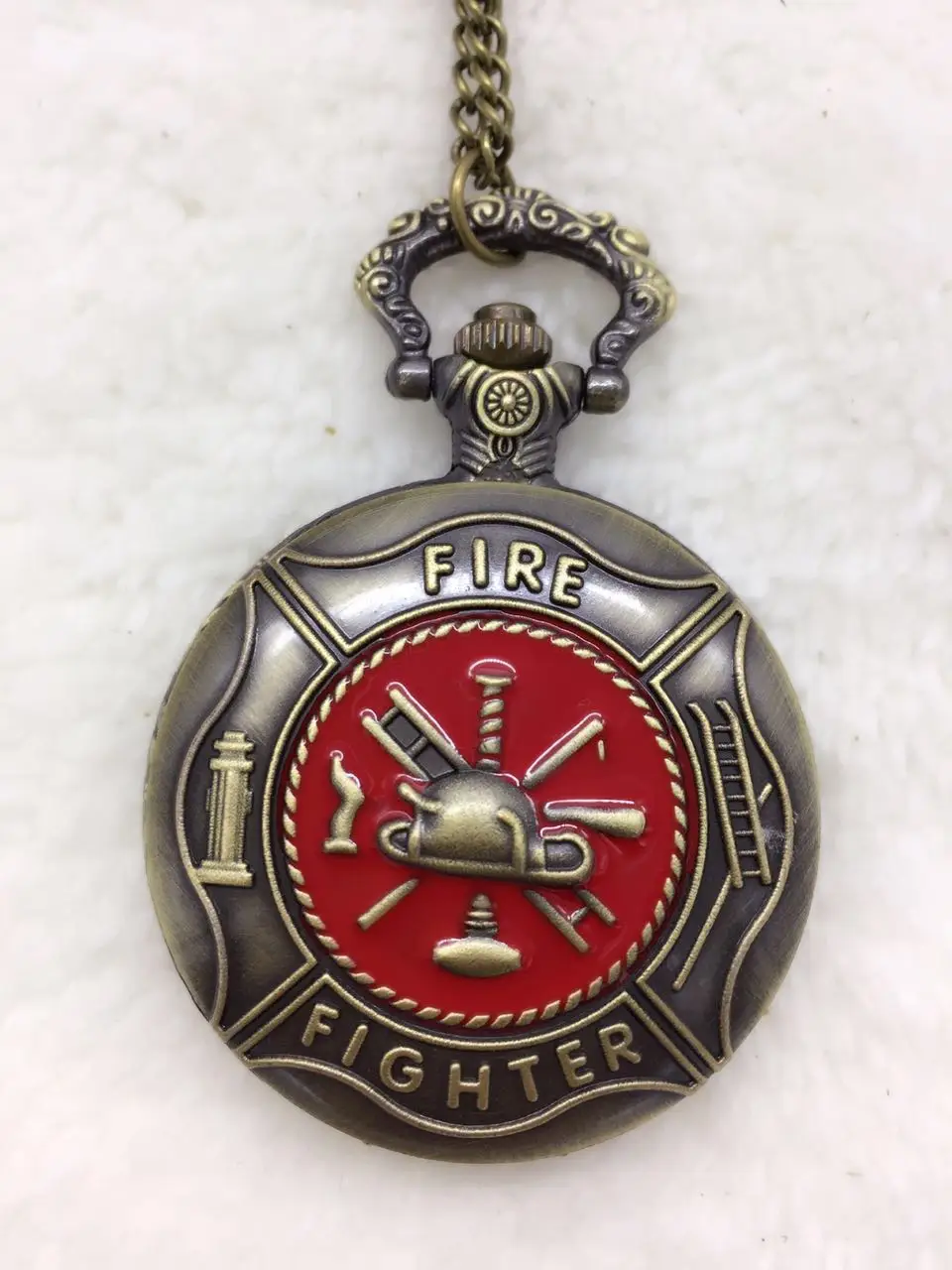 

USA Bronze Fire Fighter Pocket Watch Necklace Woman Proud To Be A Farmer Army Navy Quartz Fob Watches Man Vintage Pendant Gift