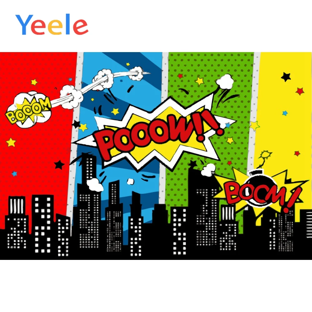 

Yeele Comic Cartoon City Bomb Explosions Baby Children Portrait Scene Photography Backgrounds Photo Studio Photographic Backdrop