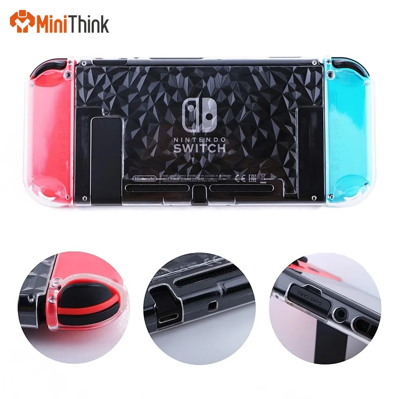 

for Nintend Switch Comfortable PC Frame + TPU Grip Case and Ergonomic Shock-Absorption Cover Transparent Clear White/Clear Black