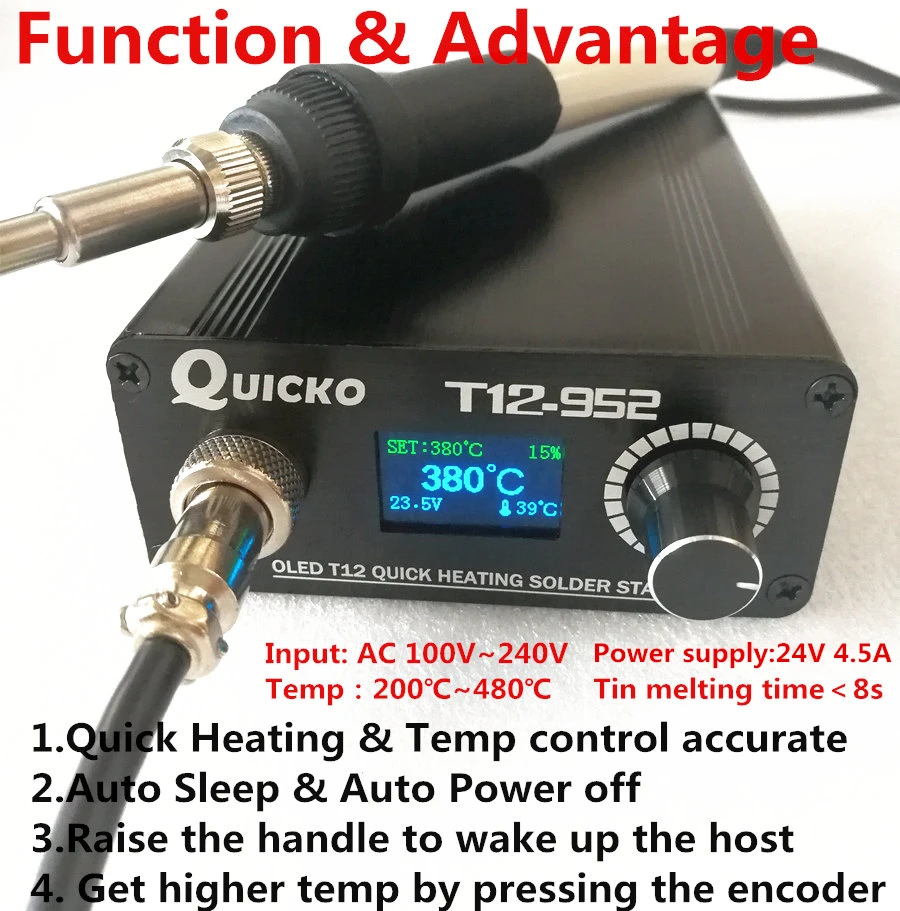 Быстрый нагрев T12 паяльная станция электронный сварочный Утюг новая версия STC T12 OLED цифровой паяльник T12-952 QUICKO
