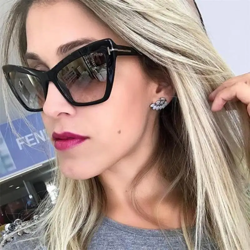 

New Cat Eye Sunglasses Woman Vintage Retro Luxury Gradient rivet Sun Glasses For Women 2018 Cateye Eyewear Retro Female Ladies
