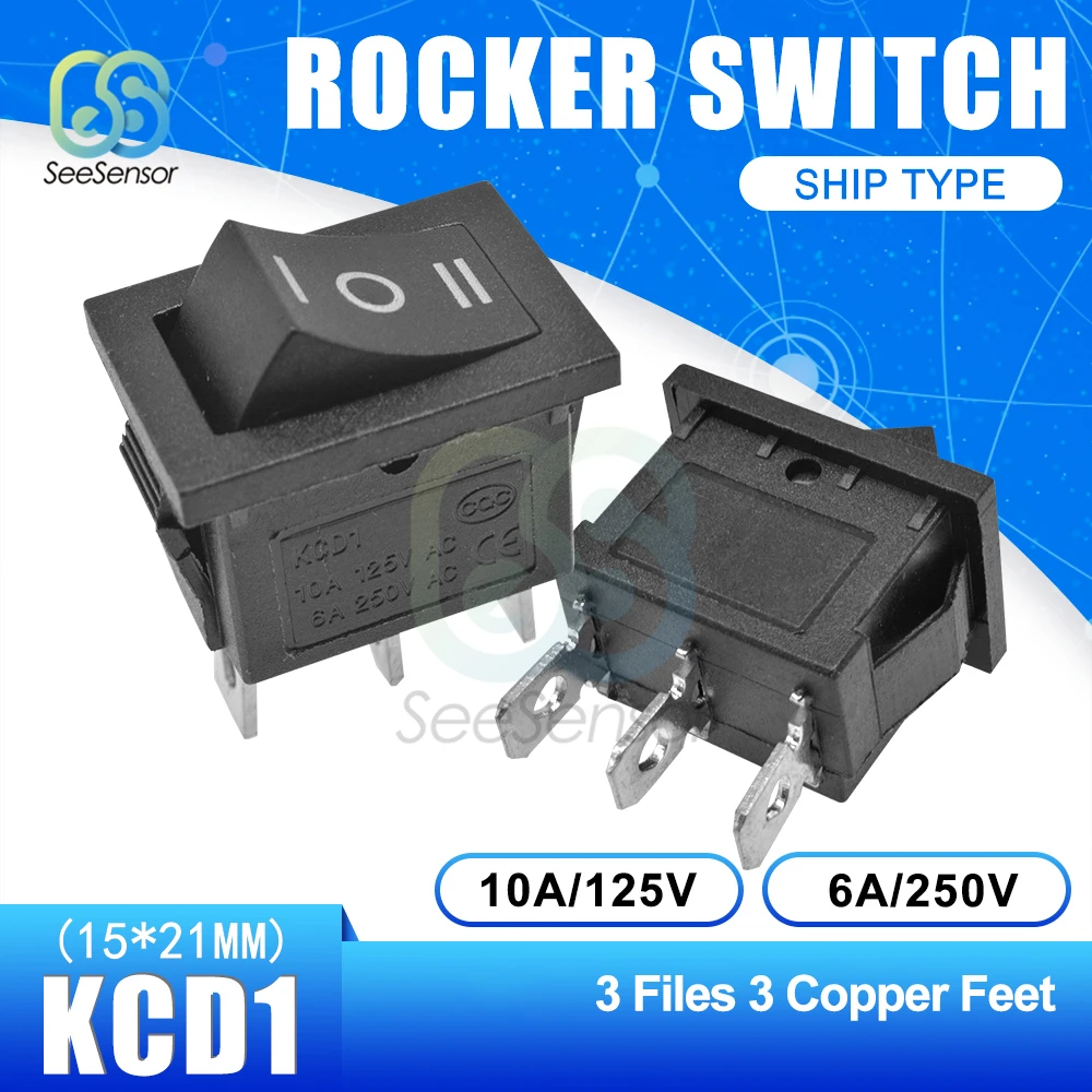 5Pcs/lot KCD1 Rocker Switch Power Switch ON-OFF 2 Position ON-OFF-ON 3 Position 2Pins 3Pins 4Pins 6Pins 6A 250VAC/ 10A 125VAC