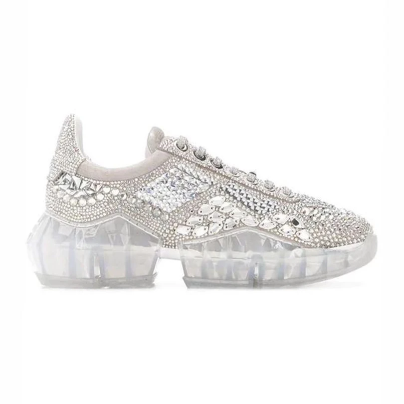 

Cross-tied Crystal Shoes For Women Breathable Sequins Drill Sneaker Casual Flats Cross-tied Lace-up Spring/Autumn Casual Loafer