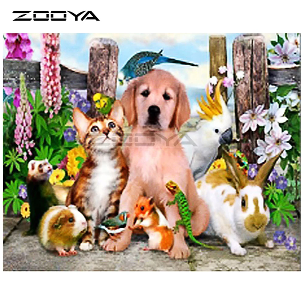 Алмазная вышивка ZOOYA DIY для кошек собак птиц кроликов попугаев цветов алмазная