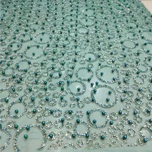 Зеленый Цвет Красивый Тюль Кружева наклеенного блеск моды дизайн H-181063 блеск кружевной ткани для праздничное платье