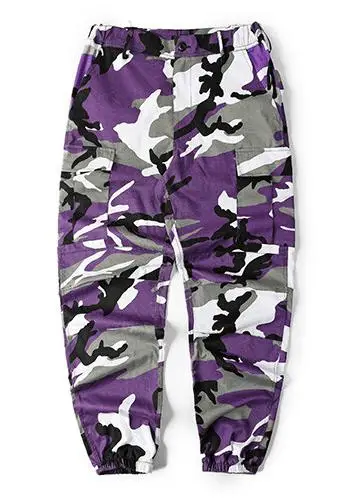 Новинка, комбинезон, штаны, военный камуфляж, розовый, серый цвет, штаны в стиле хип-хоп, панк-рок, танцевальные штаны для мужчин и женщин - Цвет: Purple