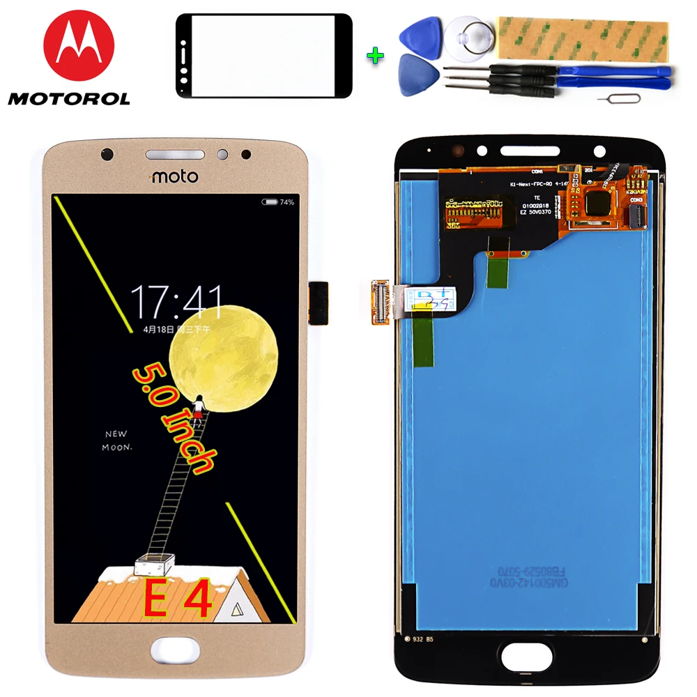 Motorola Moto E4 XT1766 XT1763 XT1762 XT1772 5,0 дюймовый ЖК-дисплей кодирующий преобразователь сенсорного экрана в сборе с бесплатными инструментами из закаленного стекла