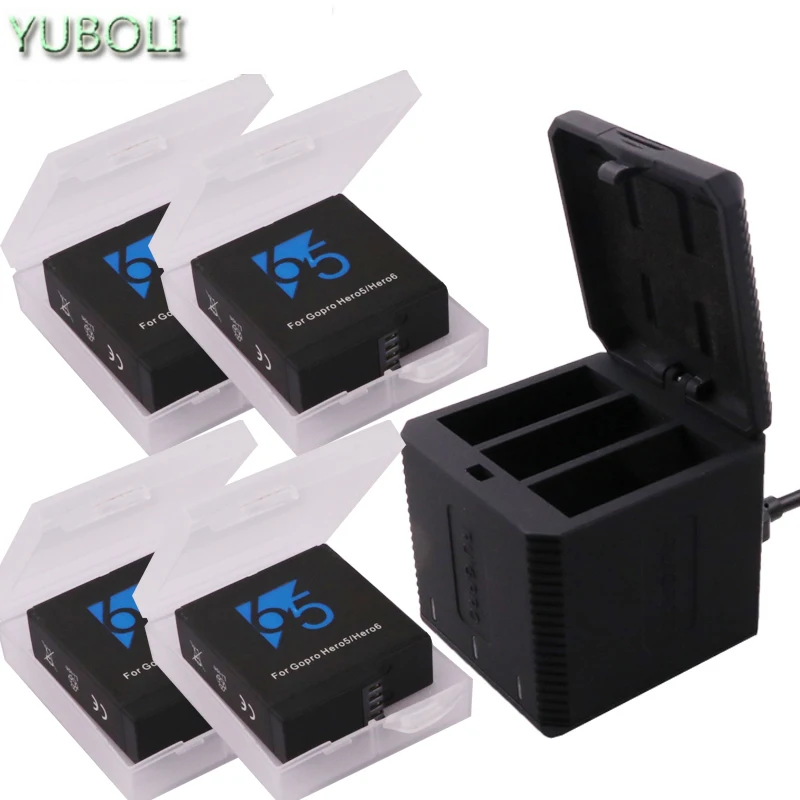 

3Way LED Battery Charger Charging Case + hero5 hero6 Battery for GoPro Go pro Hero 5 7 hero7 Black Hero 6 Accessories Set
